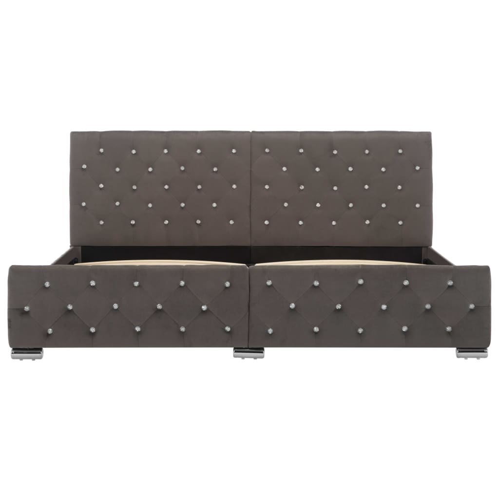 Emaga Rama łóżka, szara, tapicerowana aksamitem, 180x200 cm